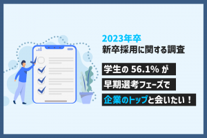 【2023年新卒の就職活動に関する調査】学生の56.1%が選考早期段階で企業トップとの接触を希望